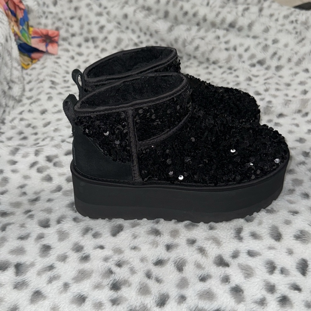 UGG Black Sequin Ankle Boots
